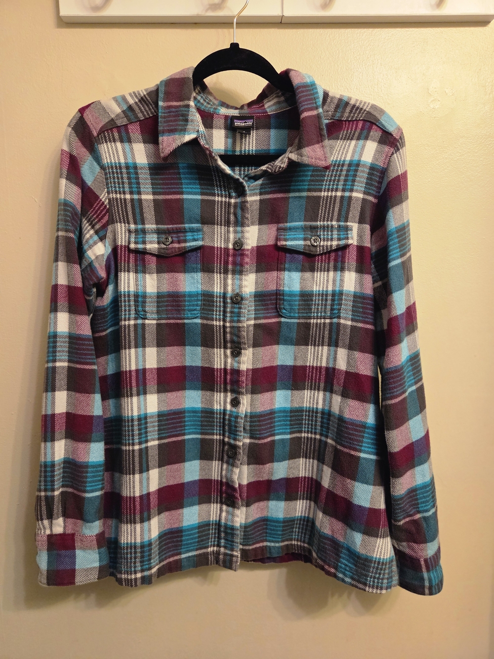 Patagonia Organic Cotton Fjord Flannel Shirt Womens 8 Plaid Long Sleeve Gorpcore